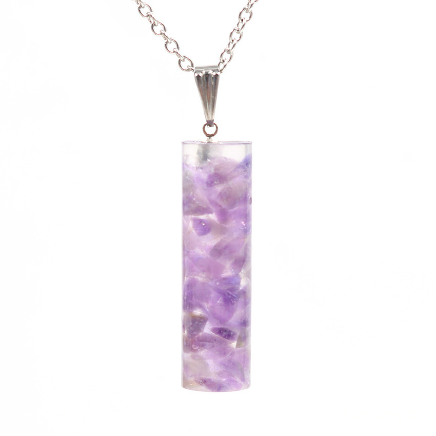 QIMOSHI Handmade Raw Quartz Column Pendant Necklace for Women Men Crystal Point Pendants Jewelry