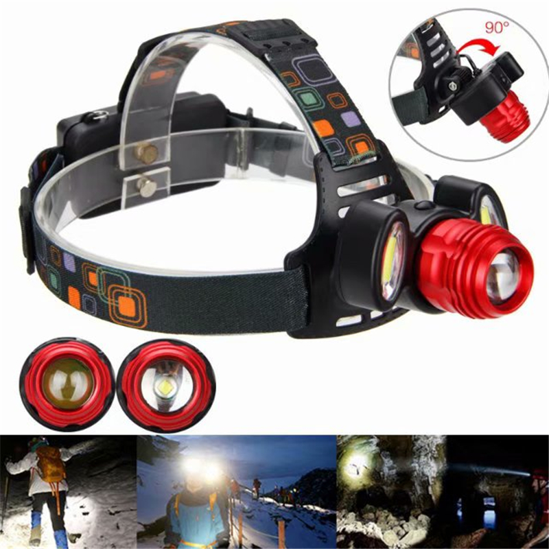 New zoomable Headlight Head Lamp Rechargeable Torch Camping Hiking Night Fishing running riding Light T6+2COB-beads
New zoomable Headlight Head Lamp Rechargeable Torch Camping Hiking Night Fishing running riding Light T6+2COB-beads