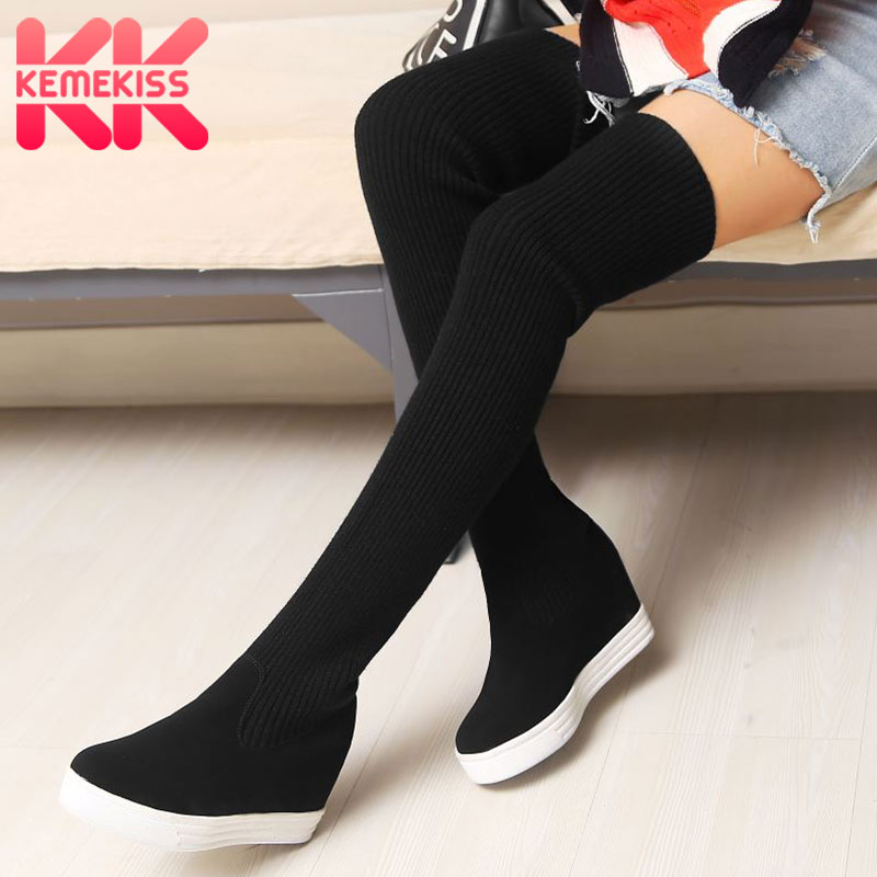 KemeKiss Women Wedges Fashion Knee Boots Black Suede Leather Platform Winter Warm Long Boots Female Footwear Size 34-44, Black with fur
KemeKiss Women Wedges Fashion Knee Boots Black Suede Leather Platform Winter Warm Long Boots Female Footwear Size 34-44, Black with fur