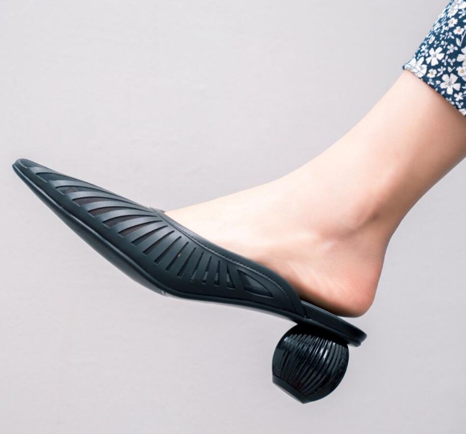 Woman Alia Leather Mules Cult Woman Pumps Pointed Toe Calf Block Heel Gaia Sandals New Fashion Pvc Clear Shoes
