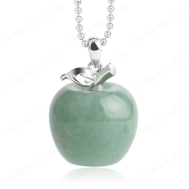 Hot Sale Suspension Apple Natural Stone Pendant Crystal Pendants Quartz Bead Necklaces Fashion Jewelry for Female Women Gift