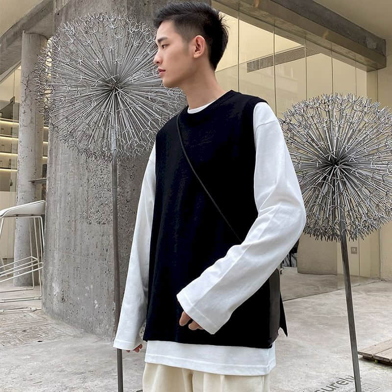 Wool knitted vest men' autumn 2020 new loose and versatile Korean fashion trend knitted sweater vest jacket trendy streetwear, Black vest
Wool knitted vest men' autumn 2020 new loose and versatile Korean fashion trend knitted sweater vest jacket trendy streetwear, Black vest