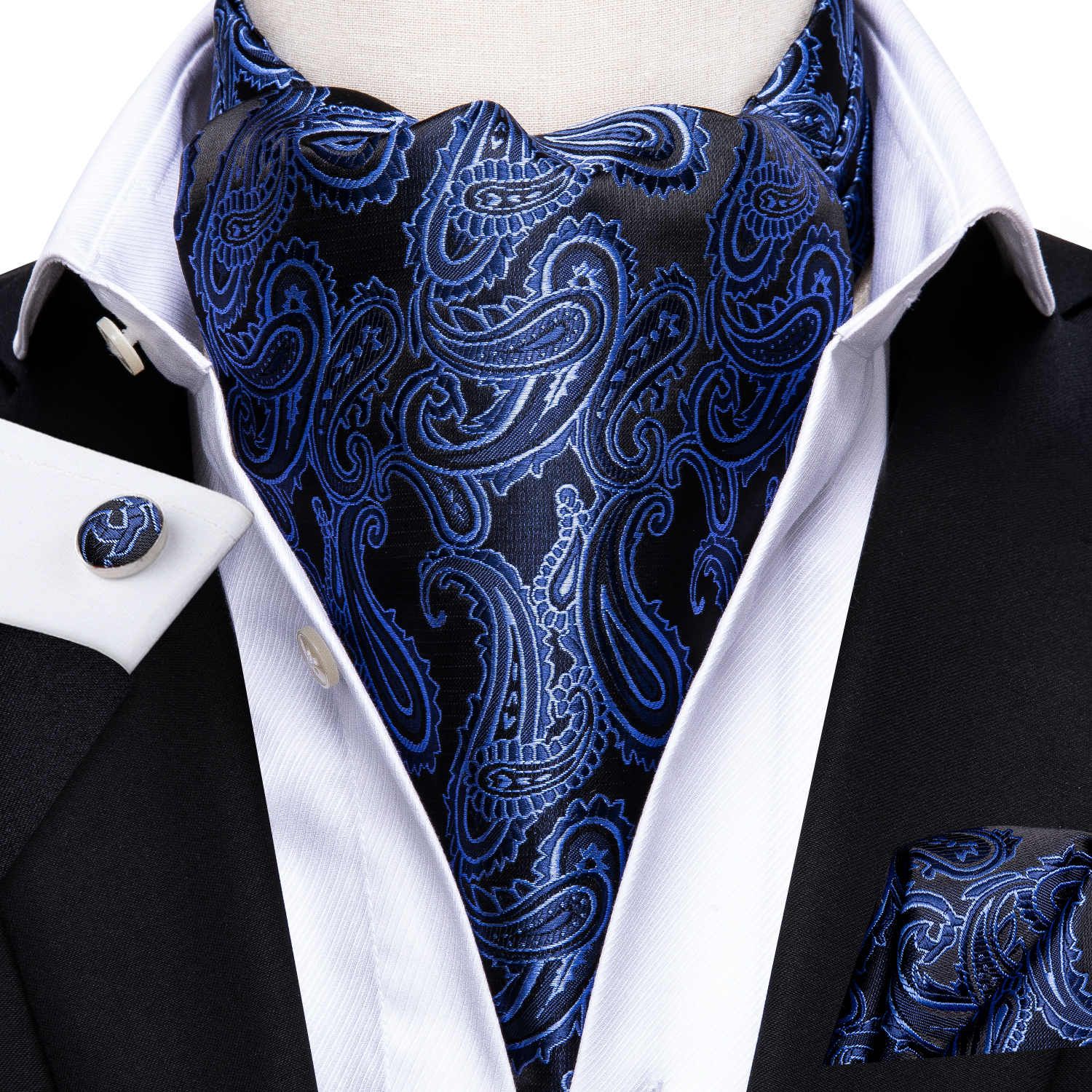 Fast Shipping Men's Ascot Navy Blue Black Paisley Cravat Vintage Ascot Handkerchief Cuffflinks Cravat Set For Mens Wedding Party AS-1039
Fast Shipping Men's Ascot Navy Blue Black Paisley Cravat Vintage Ascot Handkerchief Cuffflinks Cravat Set For Mens Wedding Party AS-1039