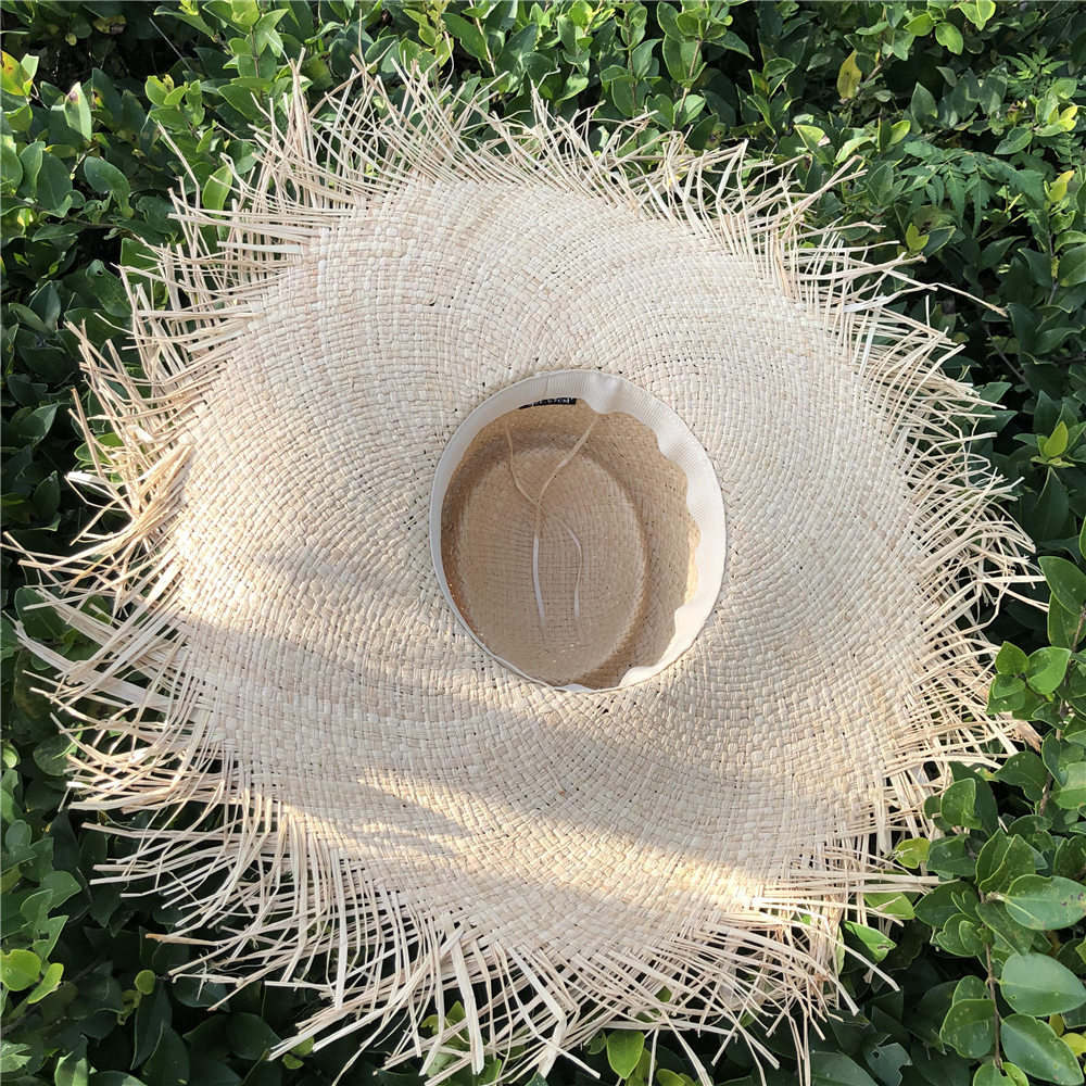 women Oversized Hat Big Brim 20cm Raffia Sun Wide Beach s Ladies Soft Straw Shade Wholesale Drop Y200619