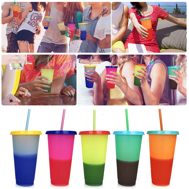 PP Temperature Magical Color Change Cups Colorful Cold Water Color Changing Coffee Cup Water Bottles With Straws
PP Temperature Magical Color Change Cups Colorful Cold Water Color Changing Coffee Cup Water Bottles With Straws