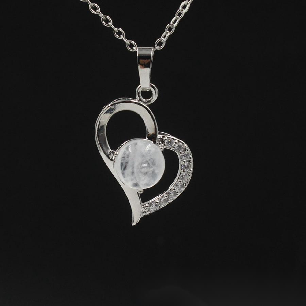 QIMOSHI Infinity Love Heart Pendant Necklace for Friend monther Crystal Chakra Yoga Jewelry Available in Various Colored Stones
