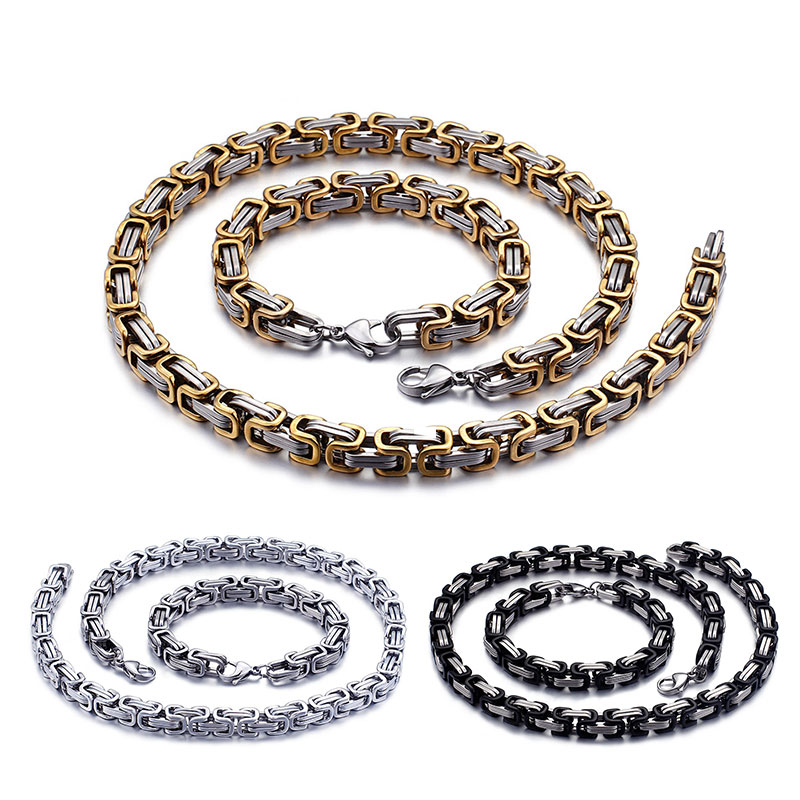 Mens Women Jewelry Gold Silver color Stainless Steel 6mm/8mm Width King Byzantine Bracelet Necklace Set Gift Wholesale
Mens Women Jewelry Gold Silver color Stainless Steel 6mm/8mm Width King Byzantine Bracelet Necklace Set Gift Wholesale