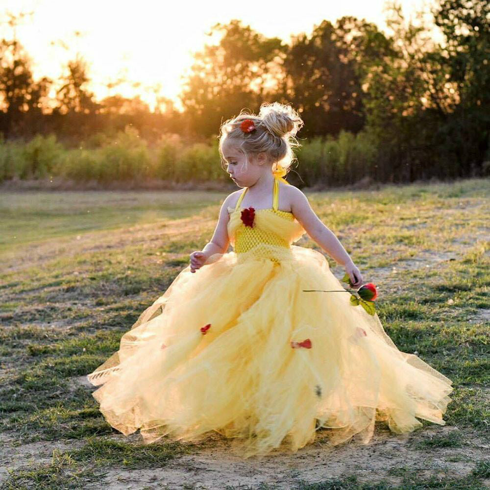 Fashion Flower Girls Dresses Floral Applique Fluffy Ball Gown For Birthday Pretty Communion Dress Kids Formal Wear