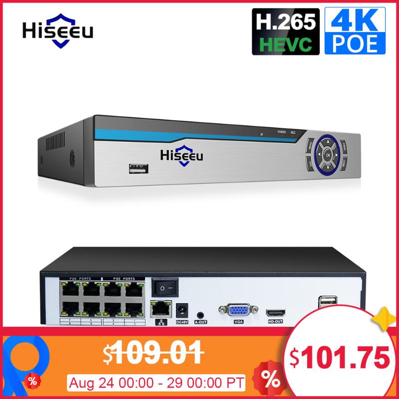 Hiseeu 4K 8CH POE NVR ONVIF H.265 3.5mm Audio Out Surveillance Security Video Recorder for POE IP Camera (1080P/4MP/5MP/8MP/4K
Hiseeu 4K 8CH POE NVR ONVIF H.265 3.5mm Audio Out Surveillance Security Video Recorder for POE IP Camera (1080P/4MP/5MP/8MP/4K