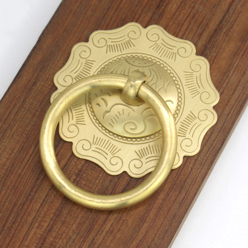 carving Chinese antique drawer circle knob furniture door handle hardware Classical wardrobe cabinet shoe closet cone vintage pull ring