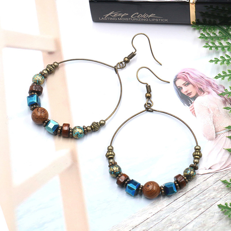 Hoop & Huggie 1 Pair Bohemia Crystal Earrings For Women Ethnic Big Circle Round Hollow Earring Vintage Metal Wooden Beads
Hoop & Huggie 1 Pair Bohemia Crystal Earrings For Women Ethnic Big Circle Round Hollow Earring Vintage Metal Wooden Beads
