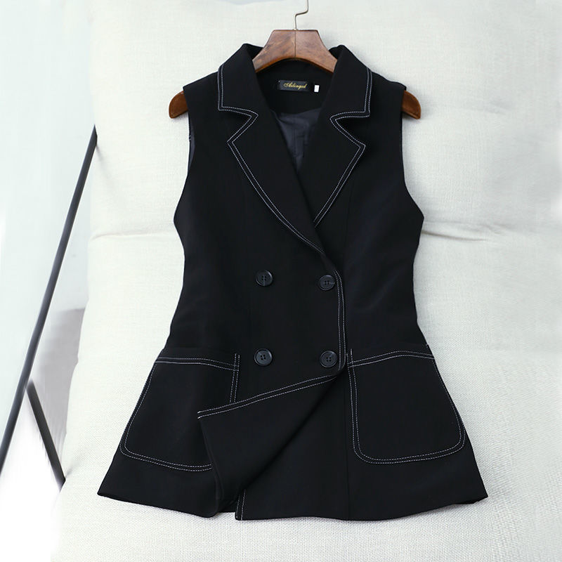 2020 New Spring Classic Vest Women Elegant Vest Sleeveless Jackets Outerwear Double Breasted Office Lady Slim Waistcoat A211, Black
2020 New Spring Classic Vest Women Elegant Vest Sleeveless Jackets Outerwear Double Breasted Office Lady Slim Waistcoat A211, Black