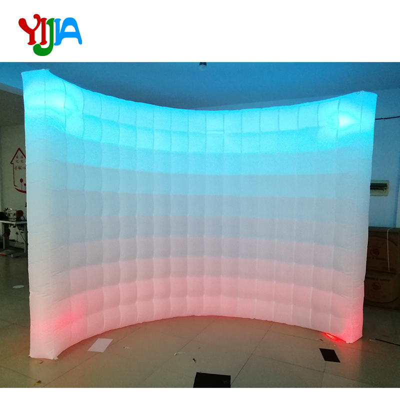 Multi LED Color changing 10ft Wedding Party Photo Booth backdrop Inflatable Wall With LED Strips Top and Bottom wall Sales