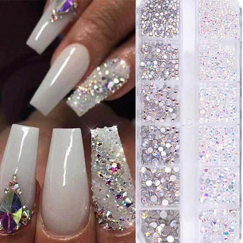12 Grids Nail Crytals Rhinestones Mixed Size 3D Glitter Glass Gems DIY Acrylic Nail Art Decorations AB Color Flat-back Stones
12 Grids Nail Crytals Rhinestones Mixed Size 3D Glitter Glass Gems DIY Acrylic Nail Art Decorations AB Color Flat-back Stones