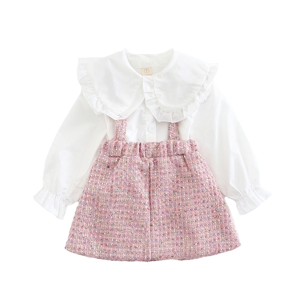 A155 Korean children's wear 2020 autumn new girl ruffled doll leader shirt suspender skirt suit 0927, White
A155 Korean children's wear 2020 autumn new girl ruffled doll leader shirt suspender skirt suit 0927, White