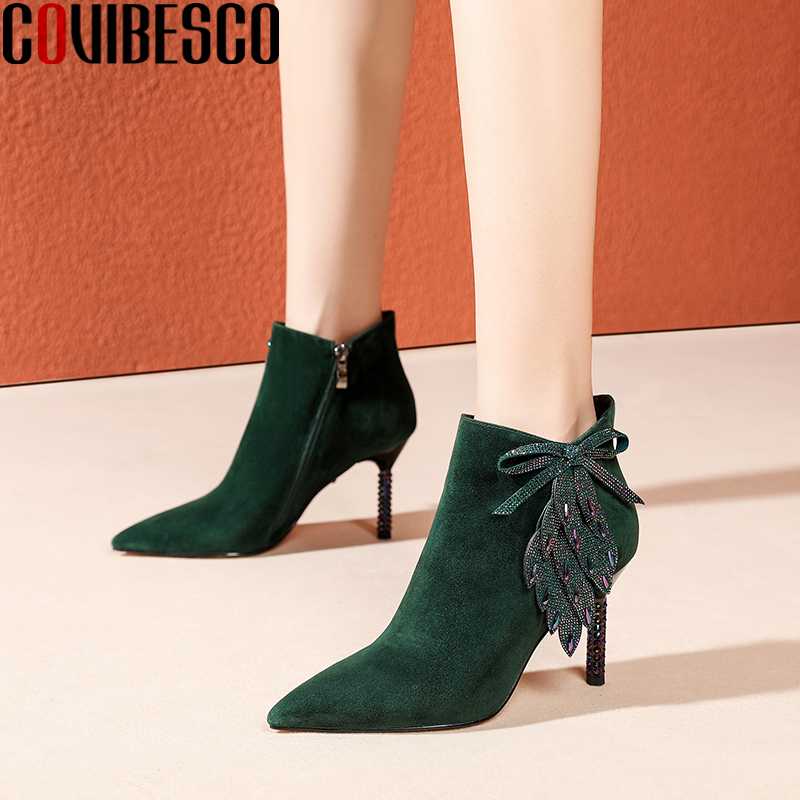 COVIBESCO Women Ankle Boots Autumn Winter Rhinestone Appliques Pointed Toe Shoes Woman Kid Suede Thin Heels Side Zipper Boots, Black 
COVIBESCO Women Ankle Boots Autumn Winter Rhinestone Appliques Pointed Toe Shoes Woman Kid Suede Thin Heels Side Zipper Boots, Black