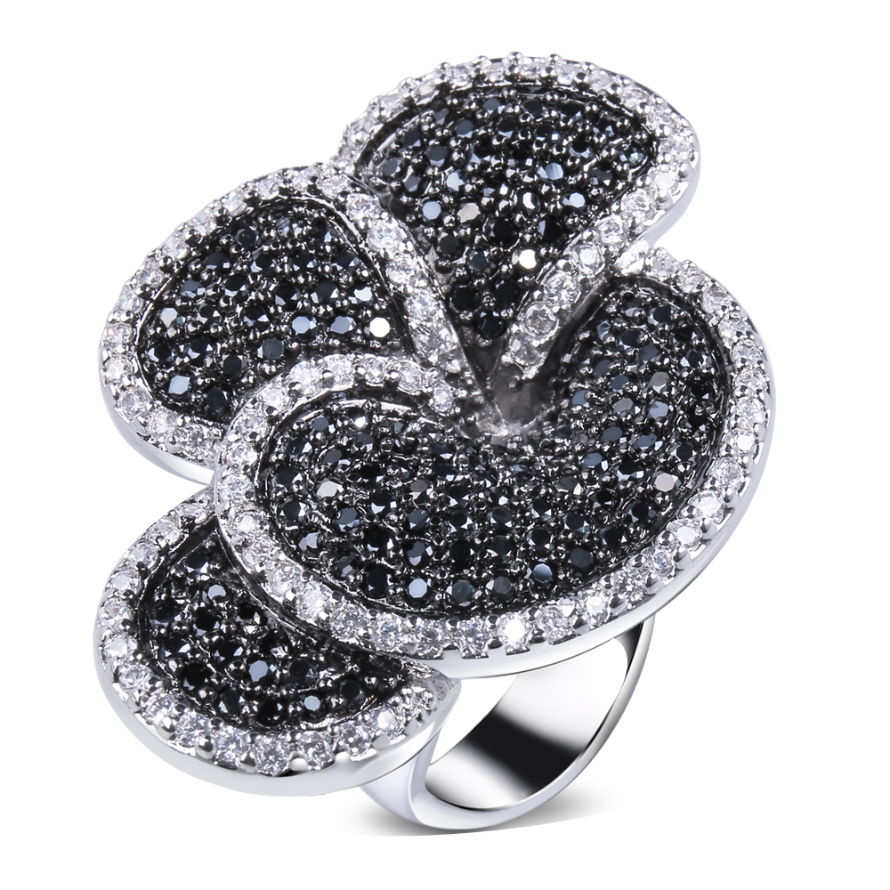 Februaryfrost Brand Designer Flower Ring Black and White Ring White Gold Color Cubic Zirconia CZ Lastest Designs New Fashion Jewelry
Februaryfrost Brand Designer Flower Ring Black and White Ring White Gold Color Cubic Zirconia CZ Lastest Designs New Fashion Jewelry