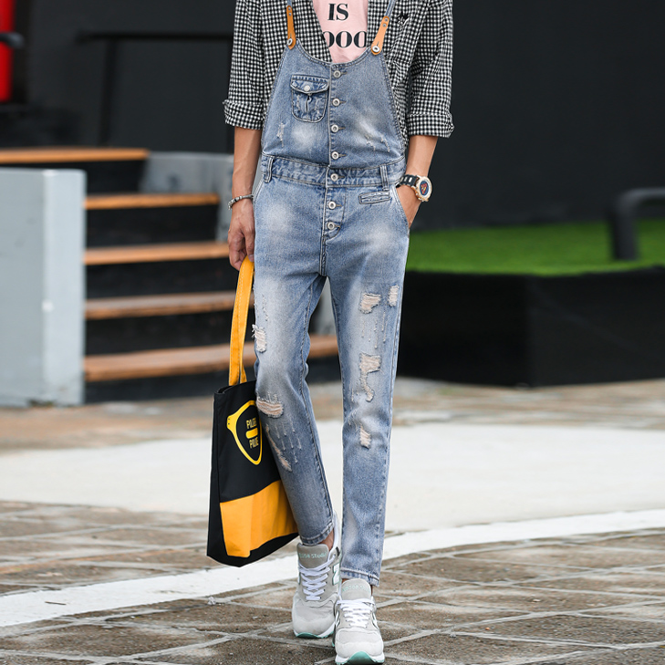 2020 NEW men's clothing casual one piece bib pants slim skinny spaghetti strap trousers denim jeans skinny pants singer costumes, Blue
2020 NEW men's clothing casual one piece bib pants slim skinny spaghetti strap trousers denim jeans skinny pants singer costumes, Blue
