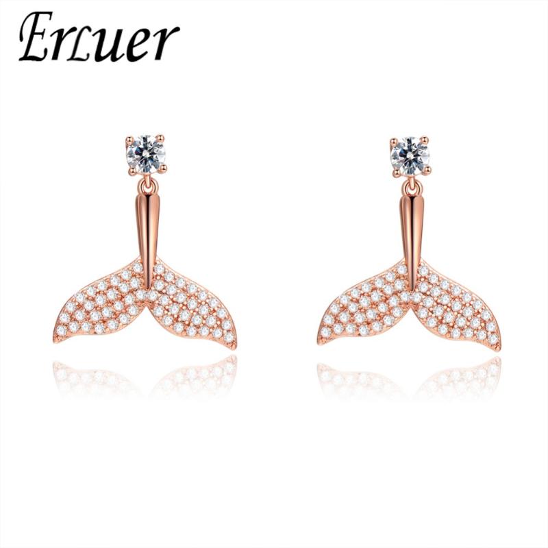 ERLUER summer earring for women Rose gold crystal jewelry Girl mermaid tail Zircon Dangle Earrings fasion jewellery accessories
ERLUER summer earring for women Rose gold crystal jewelry Girl mermaid tail Zircon Dangle Earrings fasion jewellery accessories