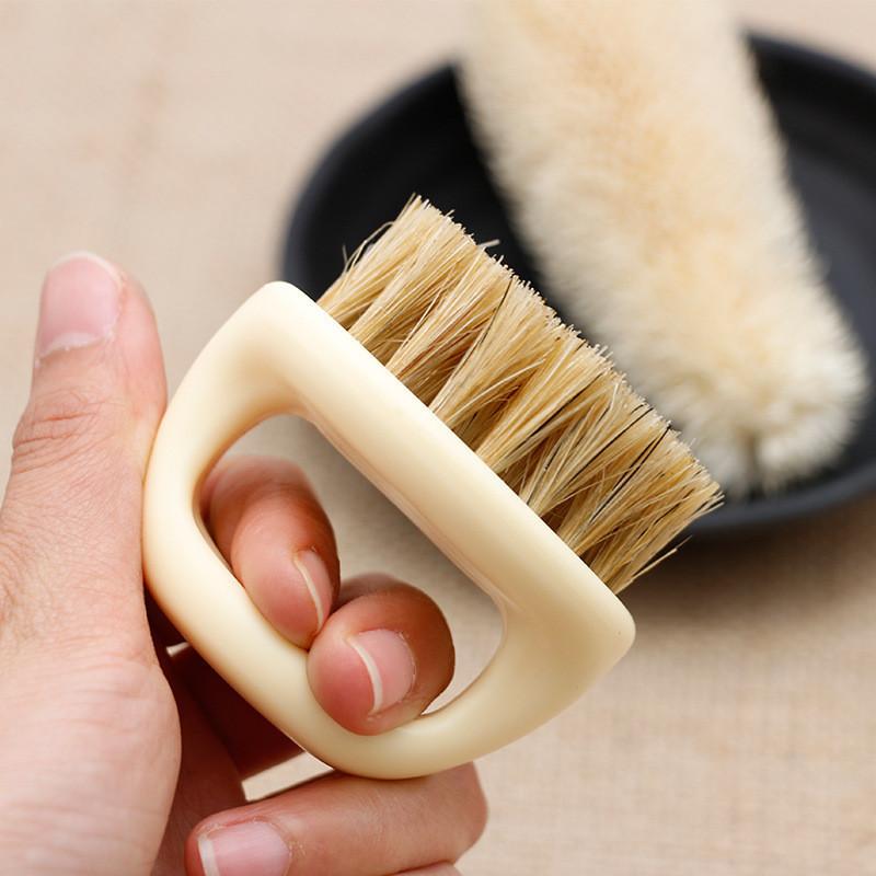 Horse Bristle Shaving Brush Portable Plastic Barber Beard Cleaning Appliance Shave Tool Razor Brush with Handle for Men