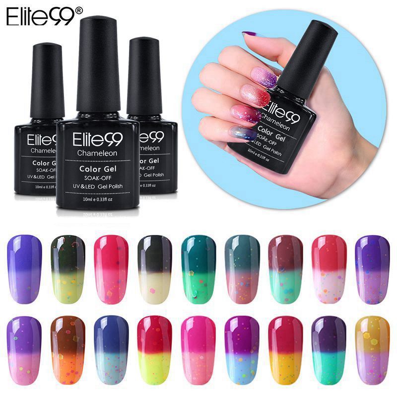 

Elite99 Newest 10ml Cheese Mood Temperature Change Color UV LED Gel Soak Off Gel Color Changing Nail Polish, 8731