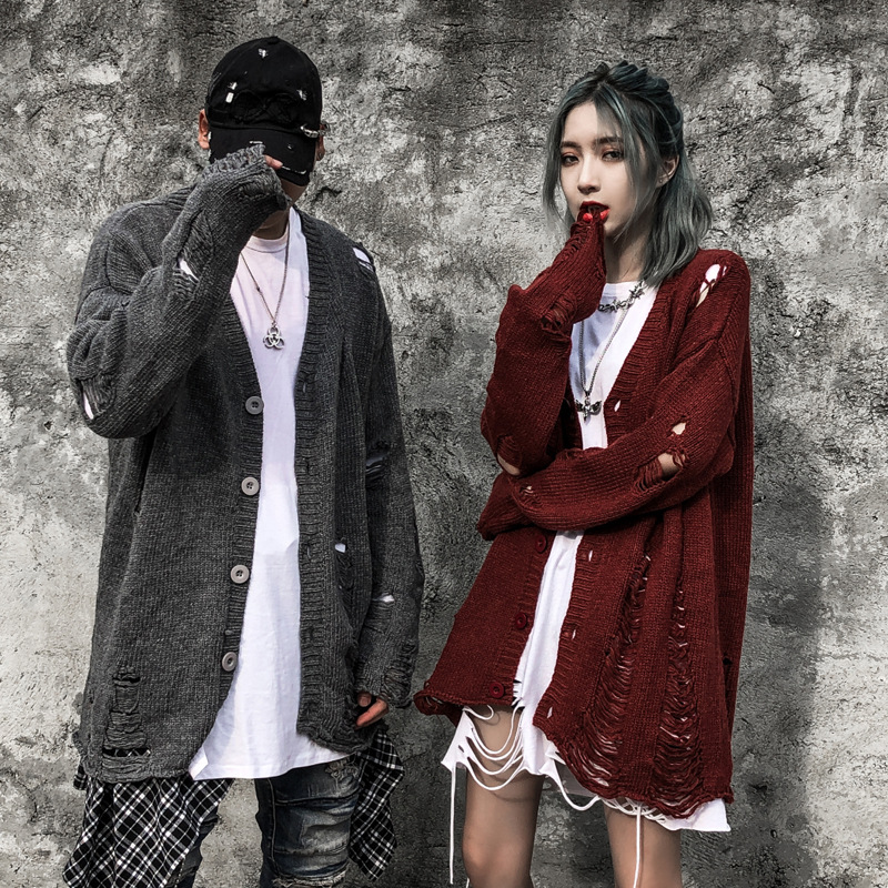 2020 Beggar Hole Knitted Sweater Men and Women High Street Fashion eral Lazy Wind Loose V-neck Single-Breasted Cardigan Sweater, Gray
2020 Beggar Hole Knitted Sweater Men and Women High Street Fashion eral Lazy Wind Loose V-neck Single-Breasted Cardigan Sweater, Gray