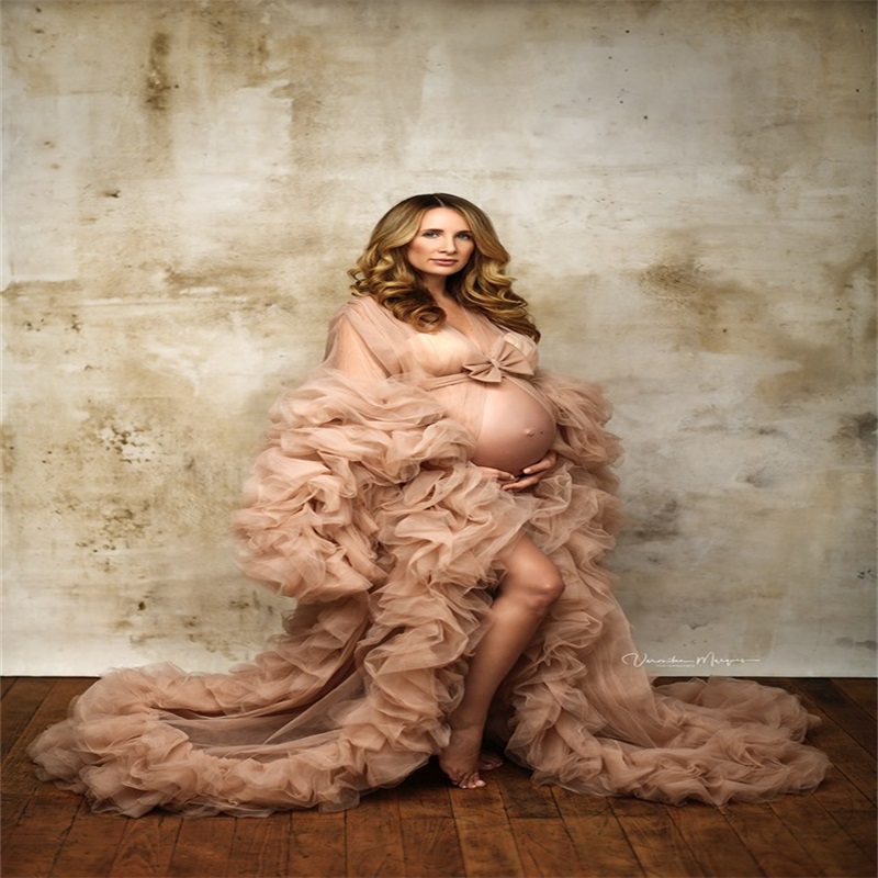 Newest Night Gown High Quality Bride Sleepwear Robes Tiered Tulle Custom Made Long Sleeves Dressing Gown Women Sexy Sleepwear Dresses