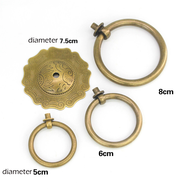 carving Chinese antique drawer circle knob furniture door handle hardware Classical wardrobe cabinet shoe closet cone vintage pull ring