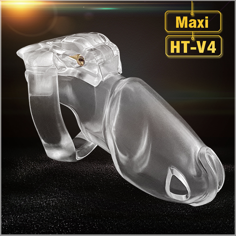 Latest Design HT V4 Natural Resin Male Cock Cage With 4 Penis Ring Bondage Lock Chastity Device Adult BDSM Sex Toy A7773 3 Color