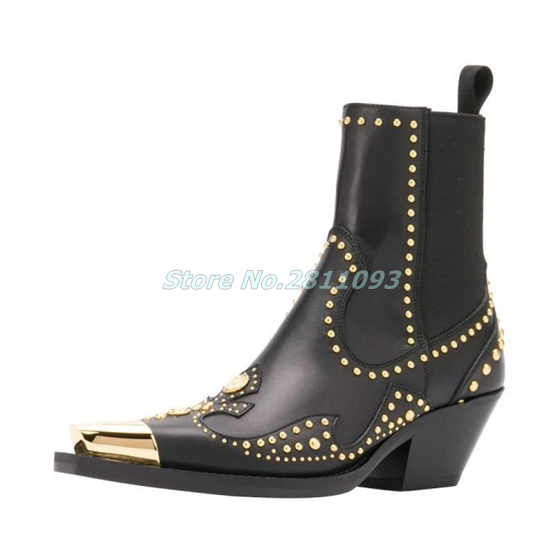 Fashion European Metal Toe Rivet Punk Style Booties Medium Chunky Heel Slip On Casual Party Women Shoes Patchwork Boots, As picture
Fashion European Metal Toe Rivet Punk Style Booties Medium Chunky Heel Slip On Casual Party Women Shoes Patchwork Boots, As picture