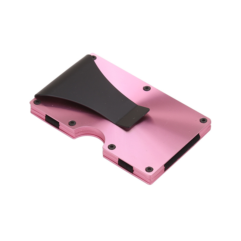 Fashion designer ultra thin metal aluminum business card holder money clip rfid blocking men women wallet