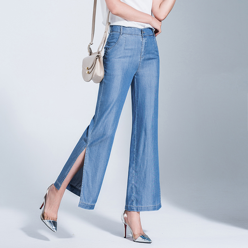 High quality summer Tencel straight pants woman Tencel split cowboy nine pants wide leg retro loose Casual trousers jeans, Sky blue
High quality summer Tencel straight pants woman Tencel split cowboy nine pants wide leg retro loose Casual trousers jeans, Sky blue