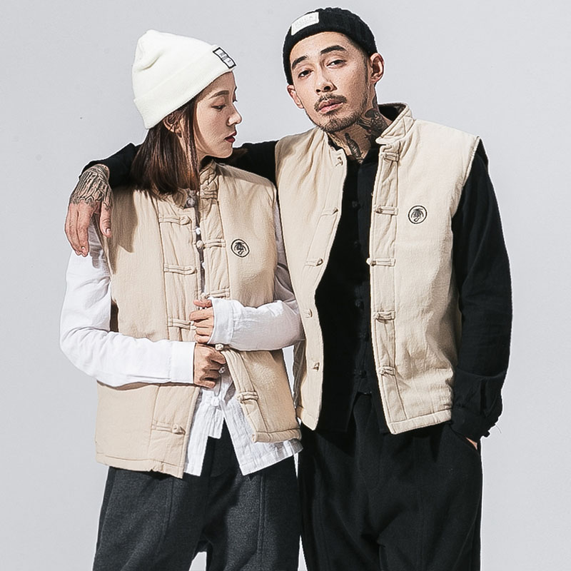 Male Women Streetwear Hip Hop Vintage Waistcoat Vests Coat Men Embroidery Cotton Padded Thick Warm Sleeveless Vest Jacket, Beige
Male Women Streetwear Hip Hop Vintage Waistcoat Vests Coat Men Embroidery Cotton Padded Thick Warm Sleeveless Vest Jacket, Beige