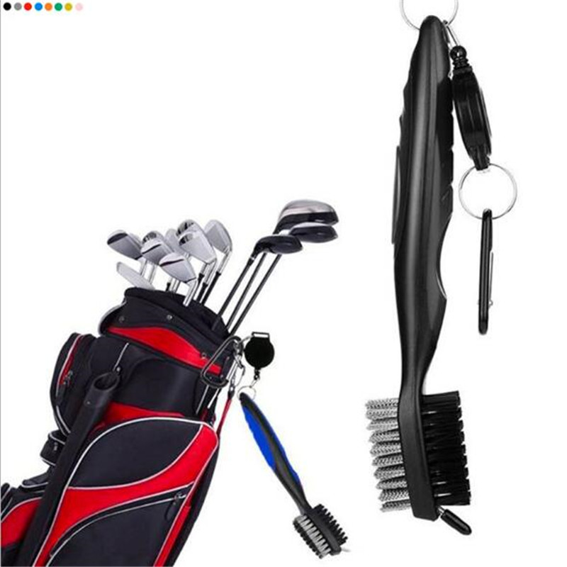 

100pcs 8 Colors Golf Club Head Groove Brush Cleaner with Retractable Zip-line and Aluminum Carabiner Cleaning Tools