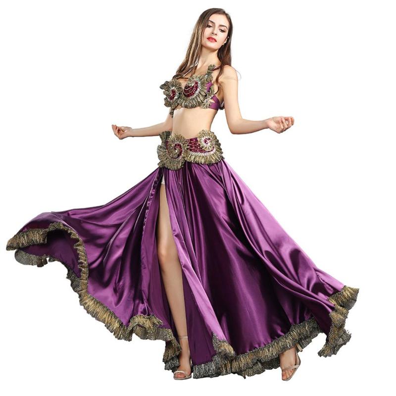 Tribal Belly Dance Clothes for Women 3 Pieces Outfit Set Beads Bra Belt Big Swing Skirts Gypsy Dance Performance Costume 119084, Purple
Tribal Belly Dance Clothes for Women 3 Pieces Outfit Set Beads Bra Belt Big Swing Skirts Gypsy Dance Performance Costume 119084, Purple