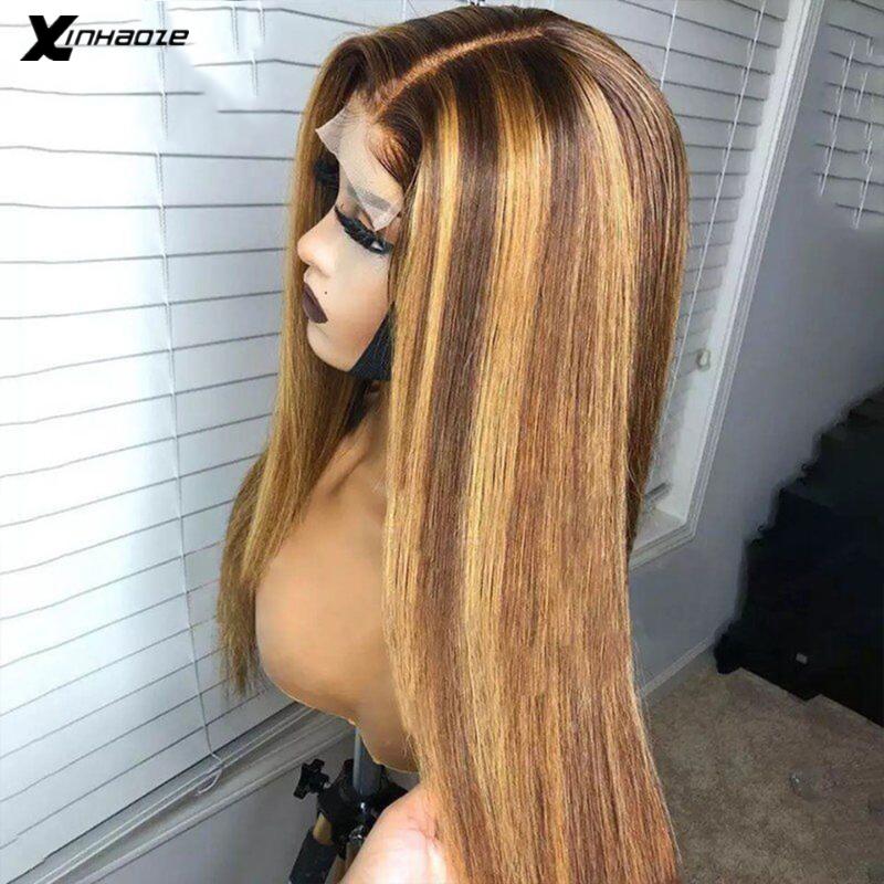 4/27 Highlight Wig 13x6 Straight Lace Front Wig Brown Mix Blonde Human Hair Pre Plucked Brazilian Ombre Human Hair, 5x5 pu lace wig
4/27 Highlight Wig 13x6 Straight Lace Front Wig Brown Mix Blonde Human Hair Pre Plucked Brazilian Ombre Human Hair, 5x5 pu lace wig