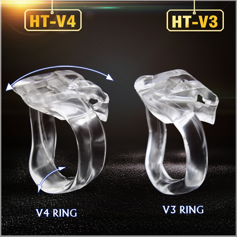 Latest Design HT V4 Natural Resin Male Cock Cage With 4 Penis Ring Bondage Lock Chastity Device Adult BDSM Sex Toy A7773 3 Color