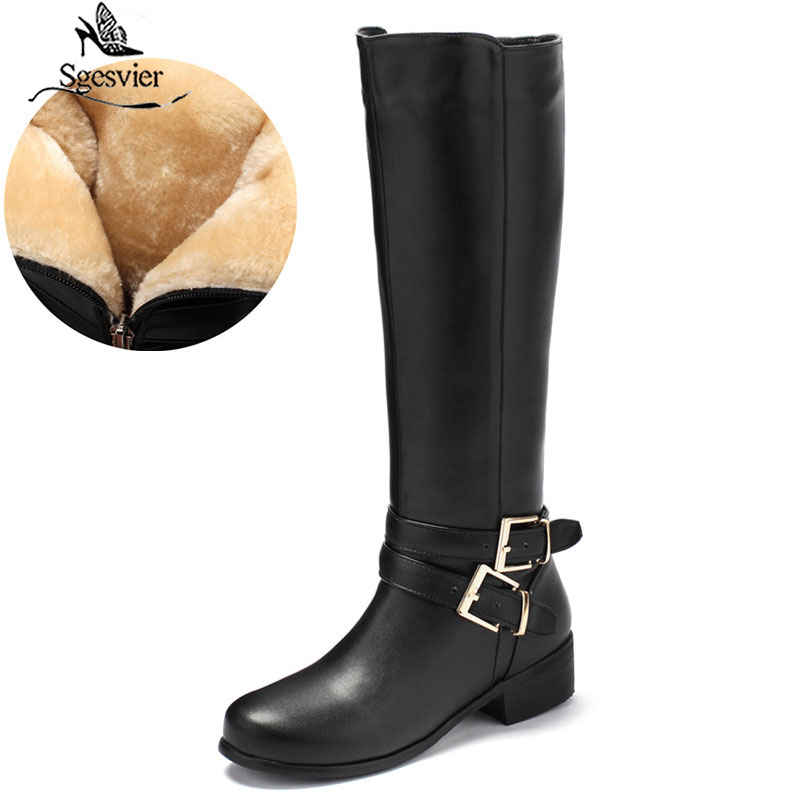 Sgesvier Plus size 34-46 women snow boots buckle with zip Retro women's knee high boots thick fur warm winter drop ship, Black
Sgesvier Plus size 34-46 women snow boots buckle with zip Retro women's knee high boots thick fur warm winter drop ship, Black