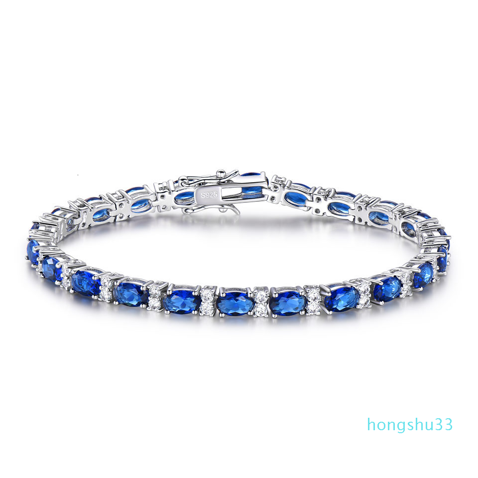 Hot Sale UMCHO Blue Spinel Bracelets for Women Friendship925 Sterling Silver Jewelry Romantic Birthstone Gemstone Tennis Bracelet Jewelry