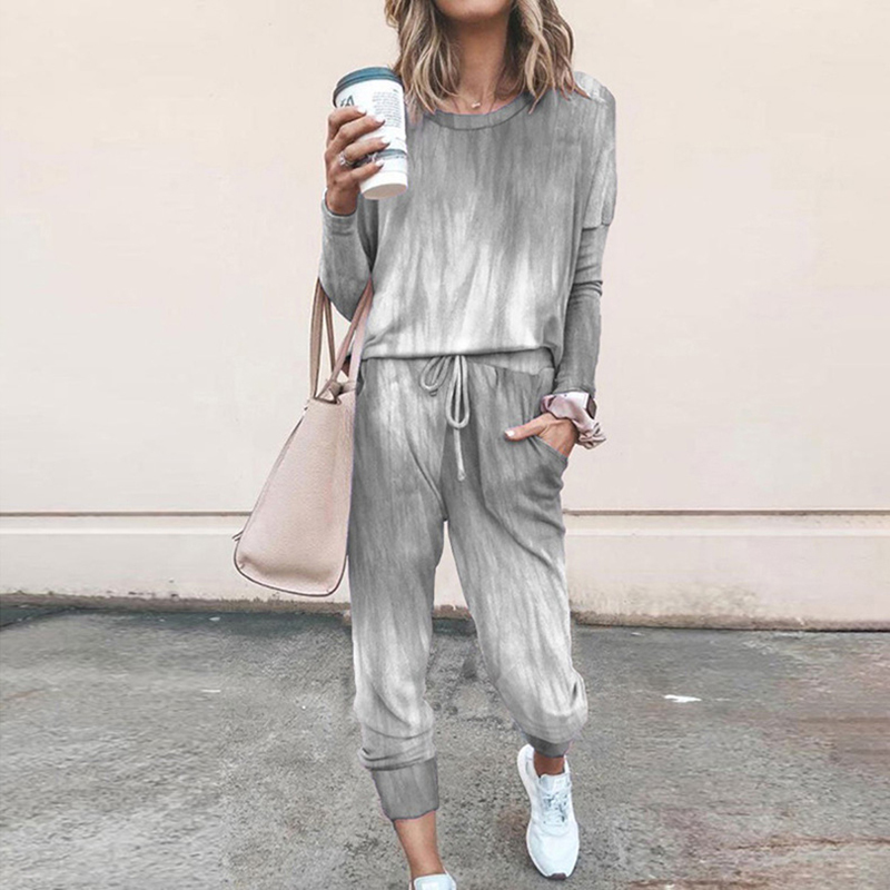 Elegant Star Print Ladies Two Piece Suit Women Long Sleeve Sweatshirt Top and Harem Pants Set Femme Outfits Streetwear Suits T200824