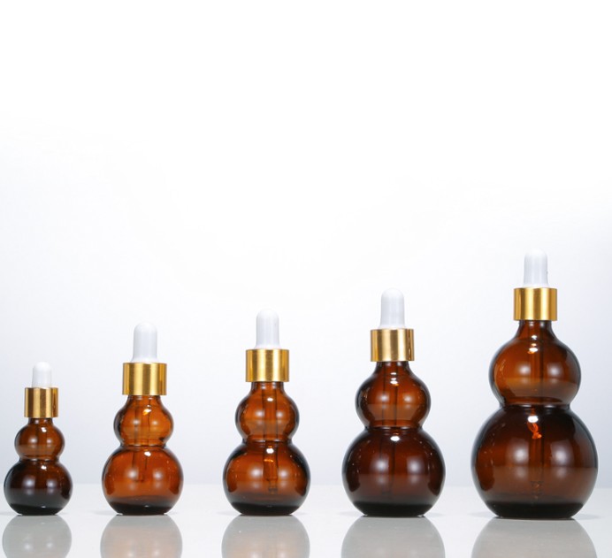 30ml gourd bottles Glass Liquid Reagent Pipette Bottle glass dropper with Round head glass dropper plastic caps Wholesale