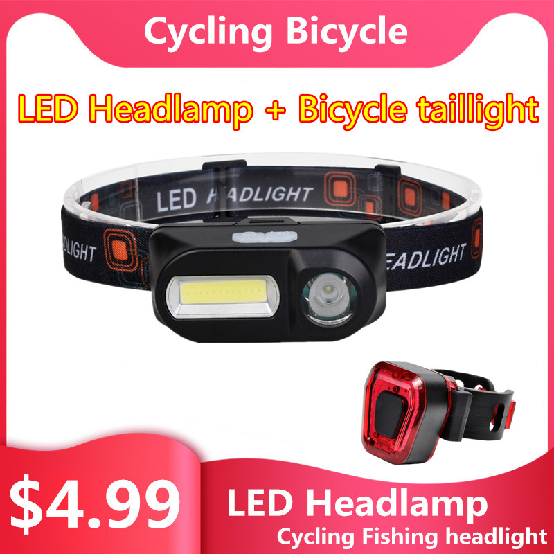 Mini COB LED Headlight Headlamp Head Lamp Torch Camping Hiking Night Fishing Light + Bicycle taillight Warning light
Mini COB LED Headlight Headlamp Head Lamp Torch Camping Hiking Night Fishing Light + Bicycle taillight Warning light