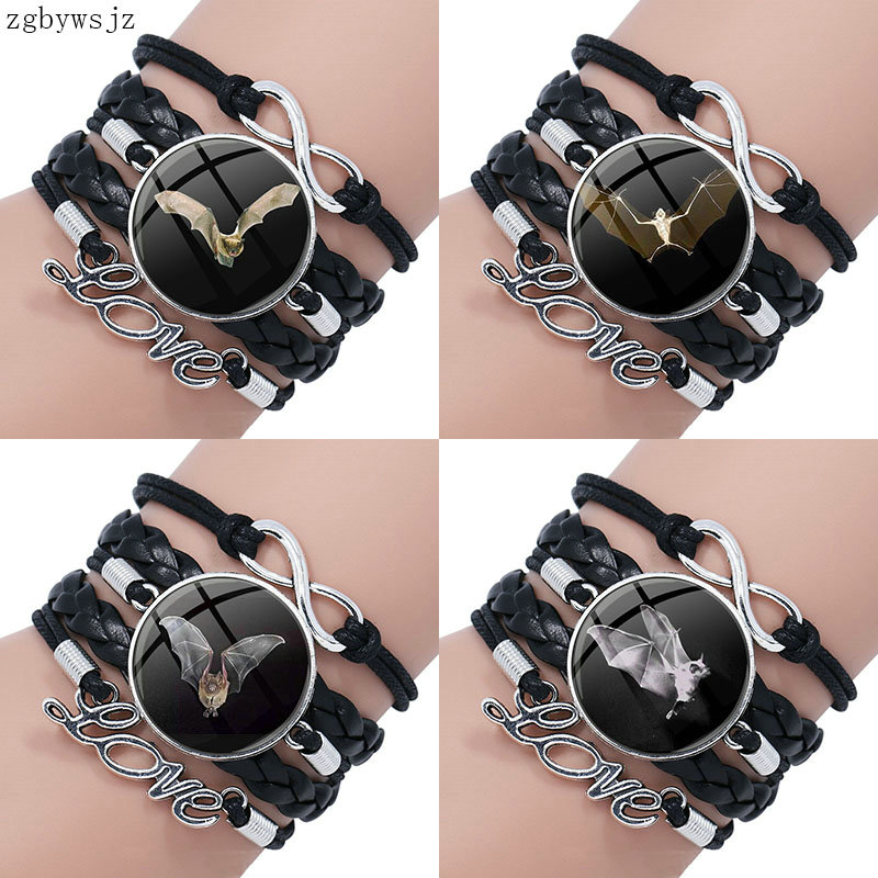 For Lovers Best Friendship Glass Cabochon Anime Jewelry With Multilayer Black Leather Bracelet Bangle Flying Black Bat
For Lovers Best Friendship Glass Cabochon Anime Jewelry With Multilayer Black Leather Bracelet Bangle Flying Black Bat