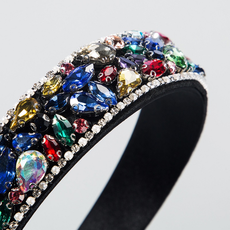 Ins Popular Rhinestone Headbands Baroque Hairband Crystal Wide Headband Fashion Temperament Headwear Wedding Hair Jewelry for Wome