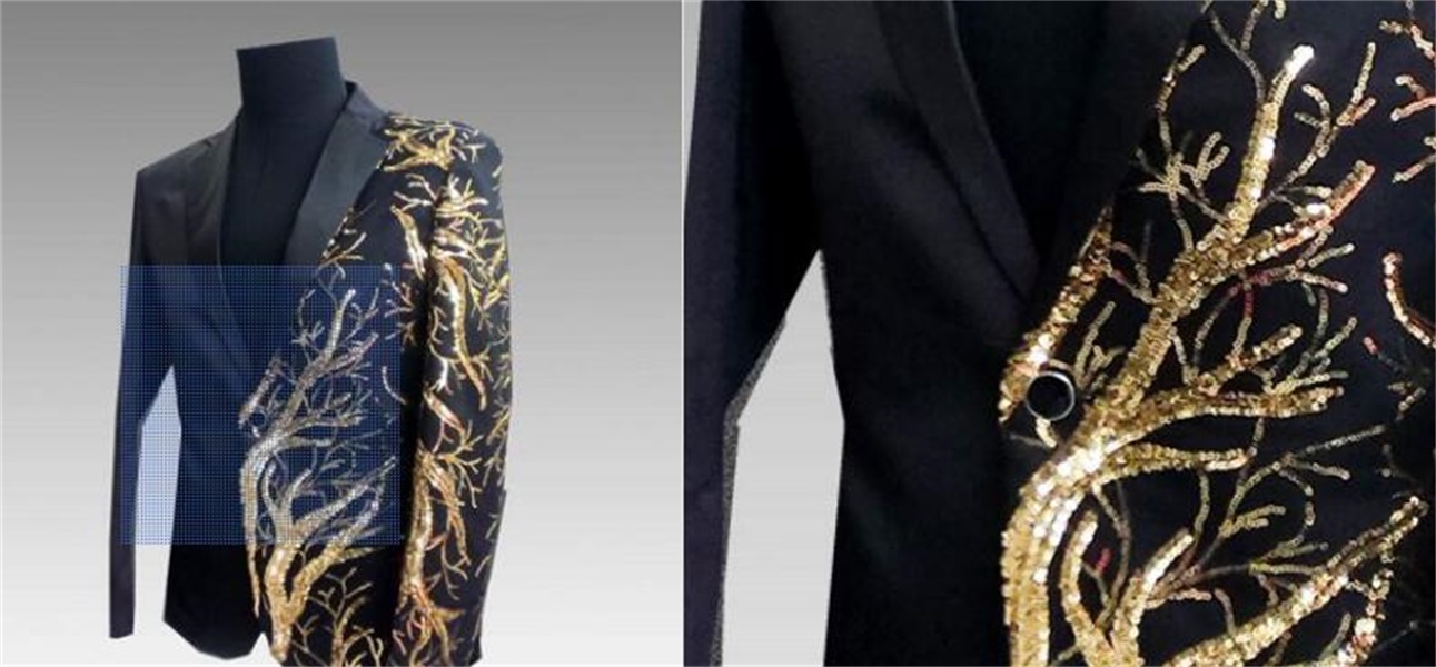 Handsome Black Mens Wedding Groom Tuxedos Gold Sequings Beading Custom Made One Piece Mens Coat Cheap Tuxedos