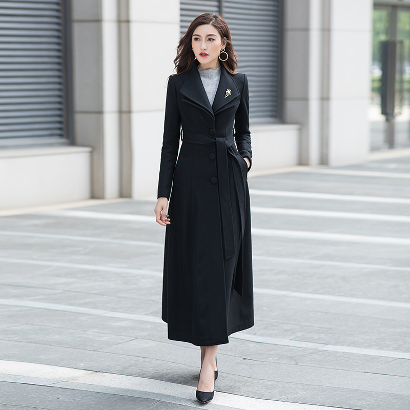 Winter Woman Coats 2020 Autumn and Winter New Ultra Long Black Large Size Woolen Coat Waist Was Thin Wild Versatile Coat Female
Winter Woman Coats 2020 Autumn and Winter New Ultra Long Black Large Size Woolen Coat Waist Was Thin Wild Versatile Coat Female