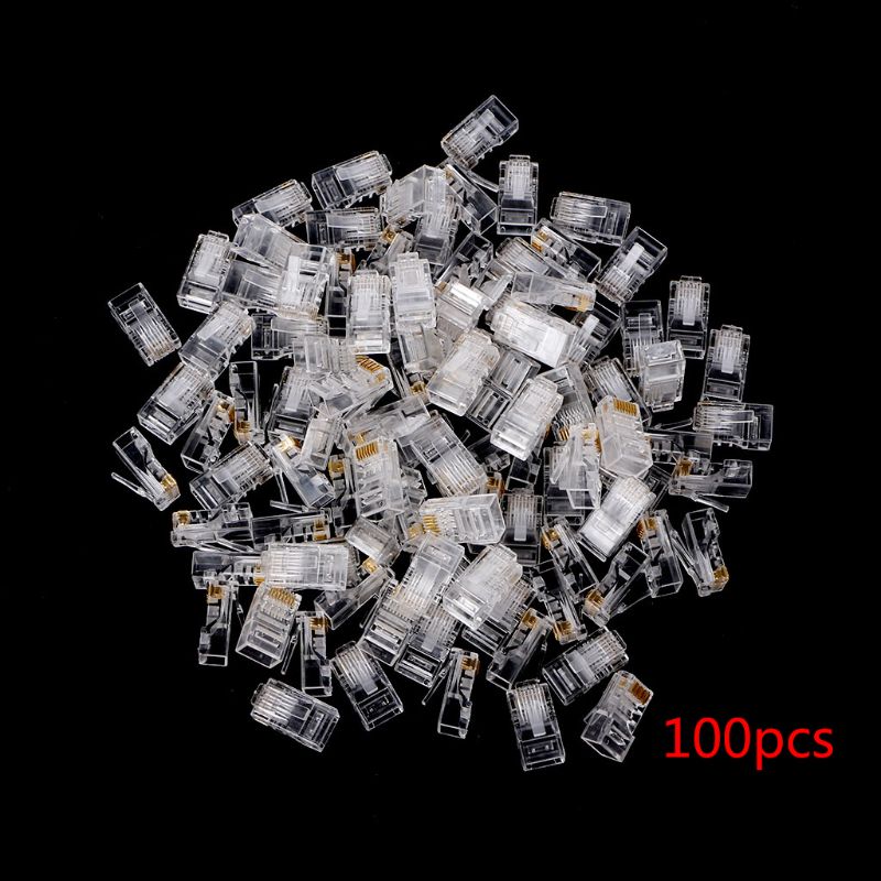 

Gold plated RJ45 Net Network Modular Plug Cat5 CAT5e Connector 8P8C utp Unshielded Modular Rj45 Plug NEW 25/100/ 200/500 PCS