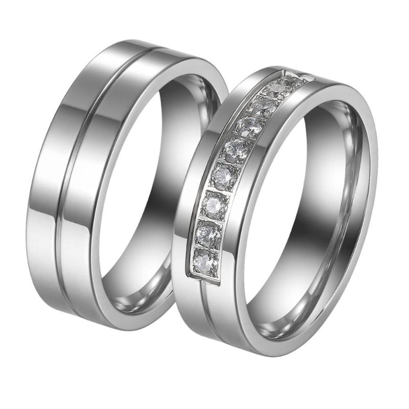 BONISKISS Simple Stainless Steel Zircon Couple Ring Fashion Silver Color Men's and Women's Wedding Anniversary Gift Wholesale
BONISKISS Simple Stainless Steel Zircon Couple Ring Fashion Silver Color Men's and Women's Wedding Anniversary Gift Wholesale