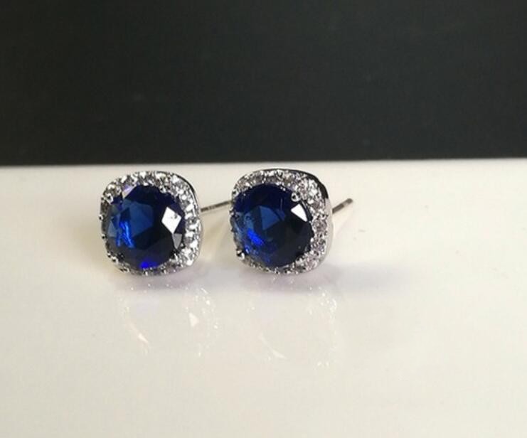 5 Style Fine Jewelry Simple 925 Sterling Silver Multi Color Round Cut Emerald CZ Diamond Gemstones Popular Women Stud Earring For Lover Gift