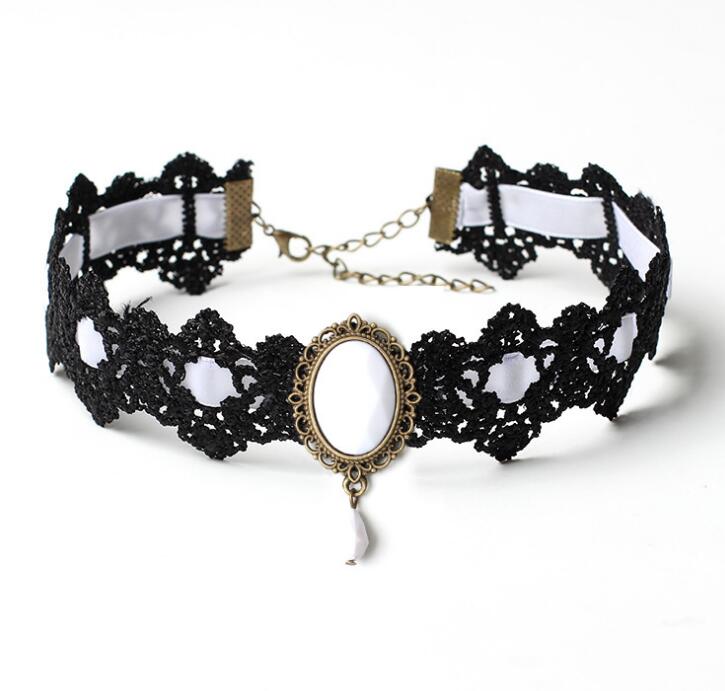 Ethnic style explosive jewelry Gothic choker lace neckband collar velvet vintage gemstone clavicle chain WY1579